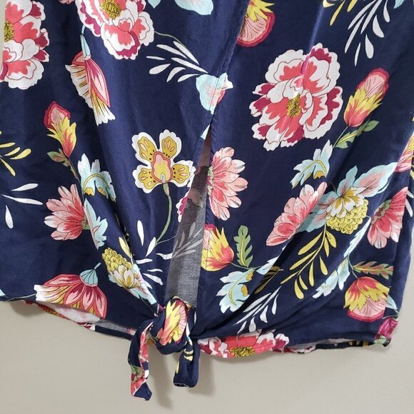 Promod Floral Sleeveless Popover Blouse Sz M - Picture 7 of 8